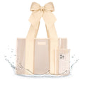 Jelly Tote Bag with a large beige bow on a white background