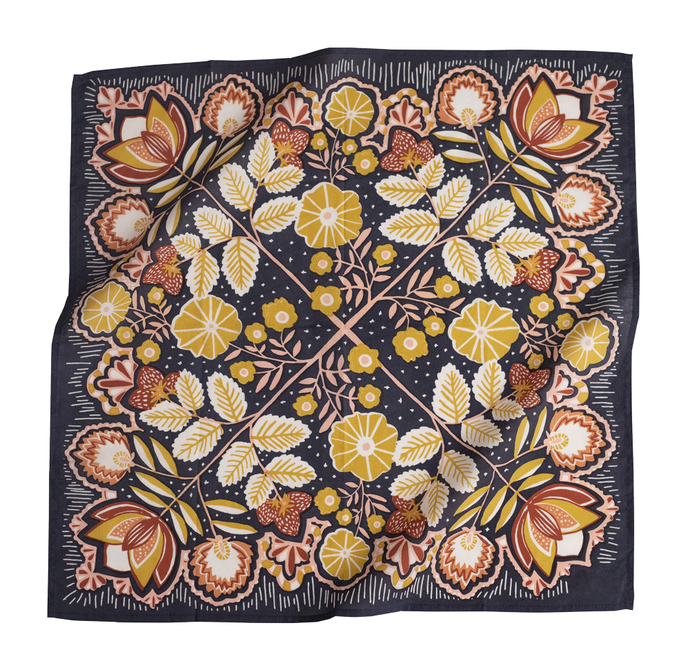 navy and floral bandana