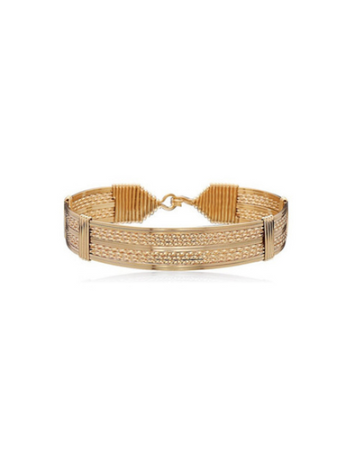 Thick gold empire bracelet by Ronaldo, handcrafted with an elegant and timeless style.