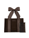 Brown clear tote with white polka dots