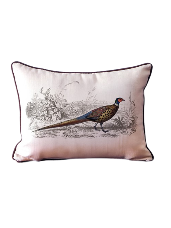 European Pheasant Lumbar Pillow southern chic home decor hunting outdoors bird