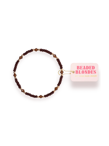 brown and gold beaded bracelet 