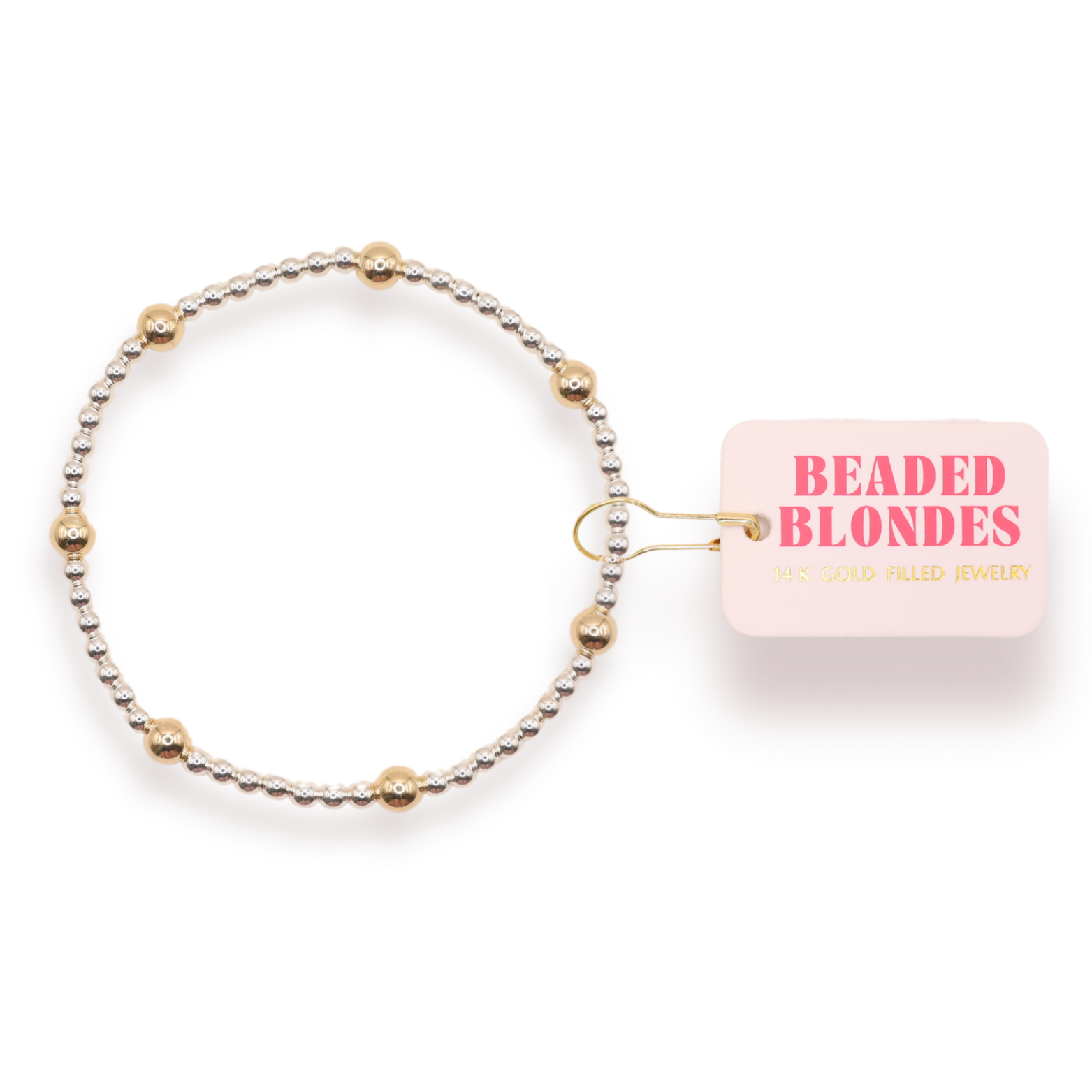 Extended Olive Bracelet in Silver with Gold By Beaded Blonde mixed 