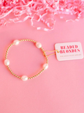 big Pearl Poppi Gold Beaded Bracelet By Beaded Blonde 