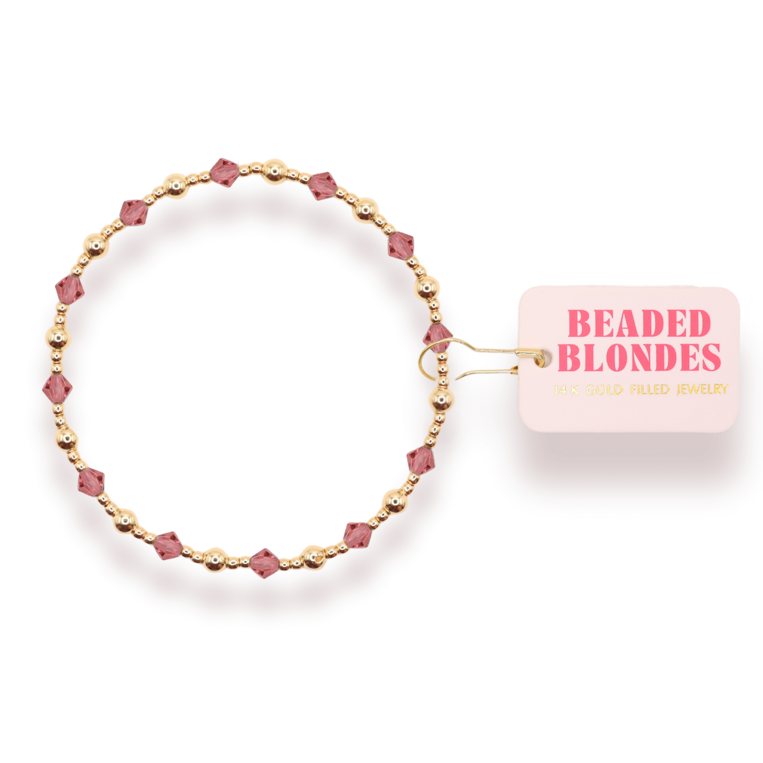 Extended Pink June Bracelet By Beaded Blonde gold