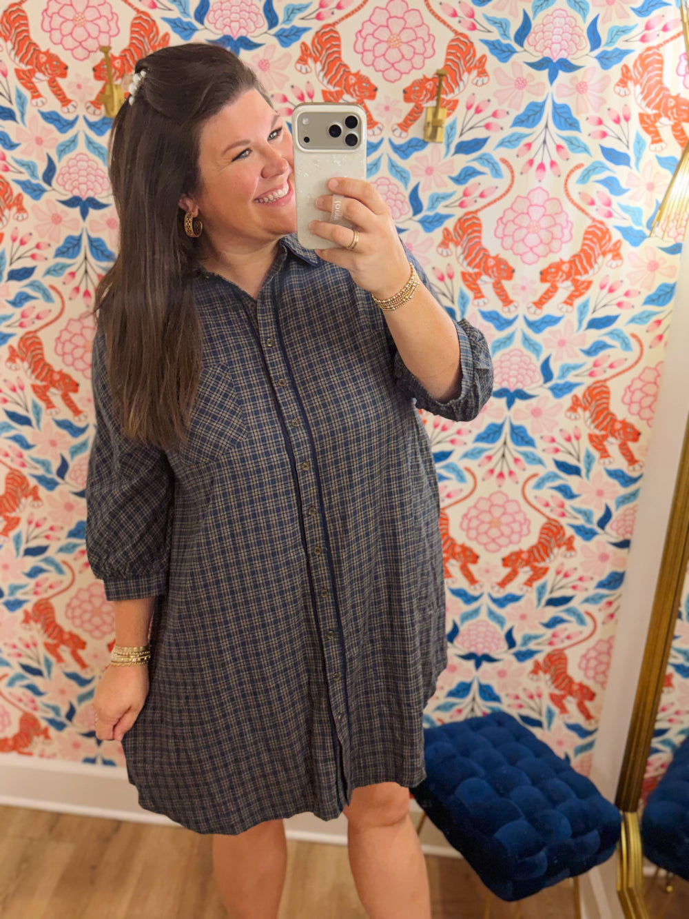 The Ashley Plaid Button Down Dress (XL-2X)