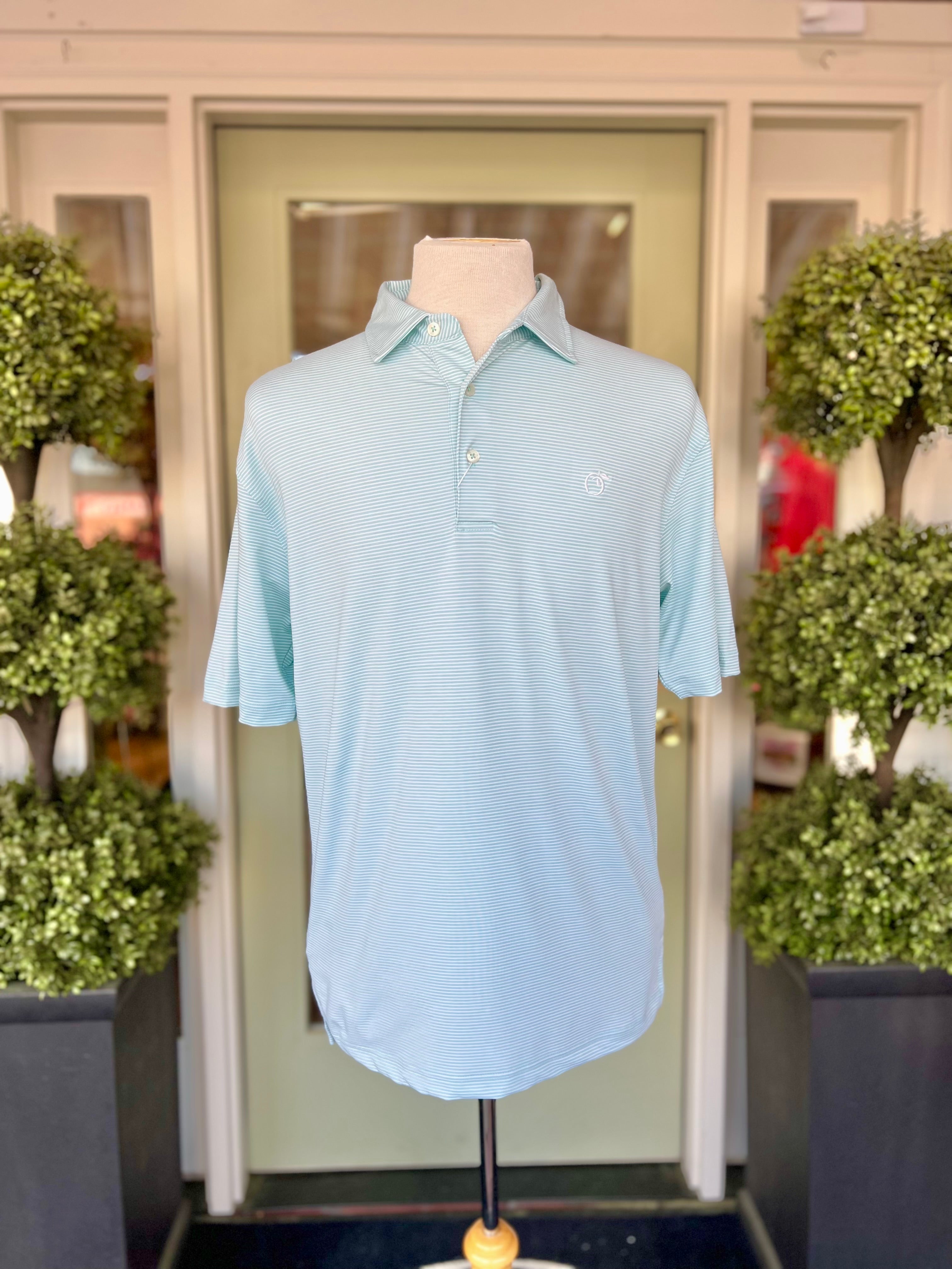 Heathered Azalea Performance Polo in Clearwater & White by Peach State Pride