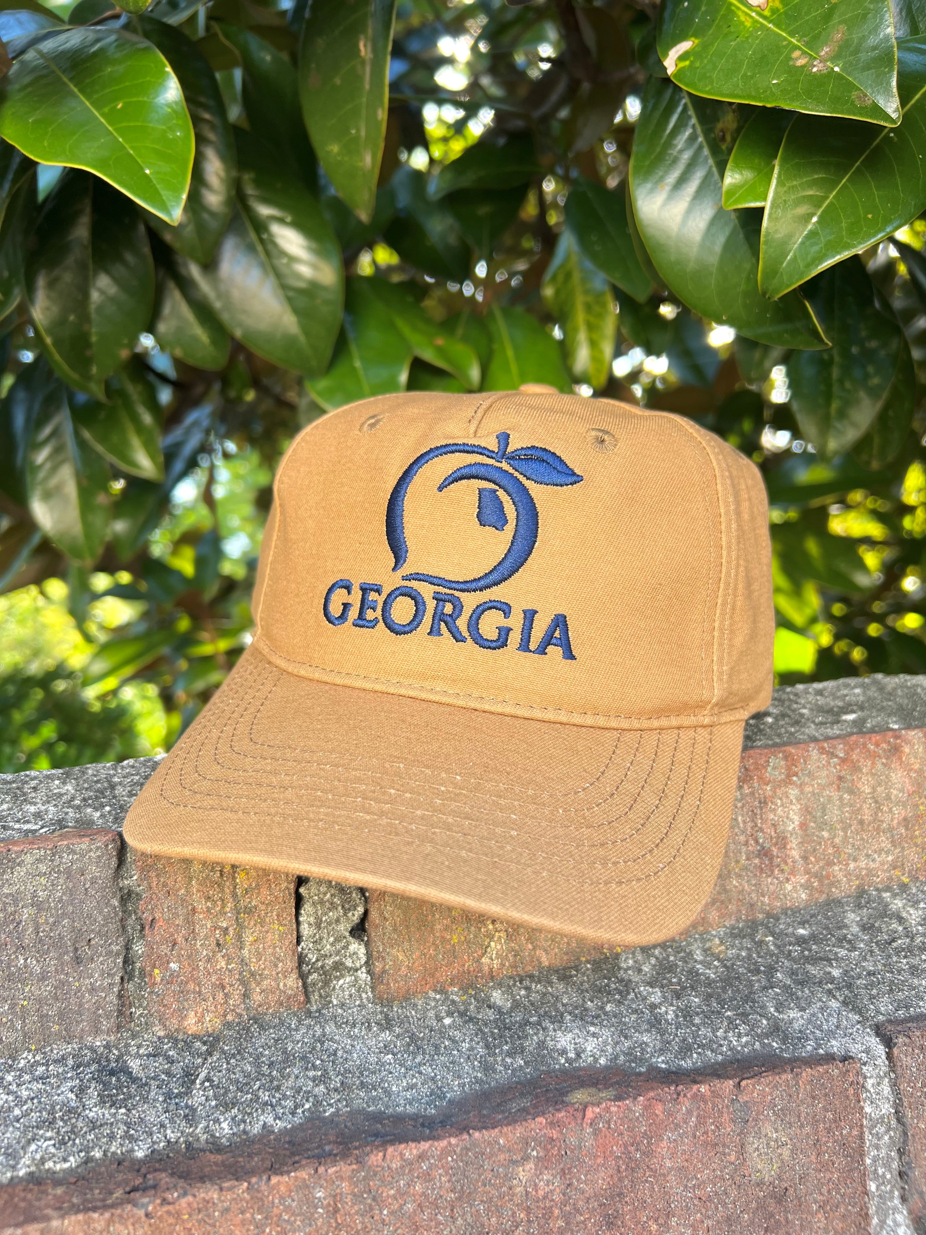 Original Georgia 5 Panel Cotton Hat in Saddle Brown by Peach State Pride