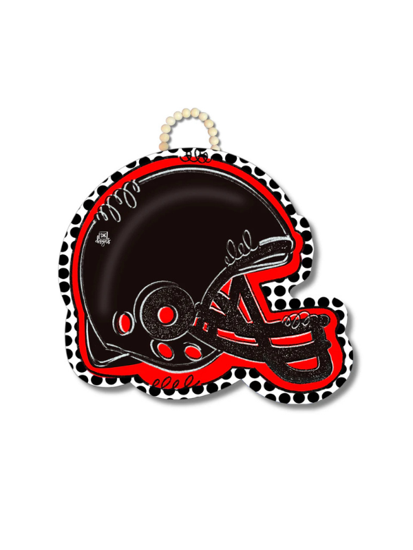 FB Helmet Red and Black Door Hanger By DK Designs