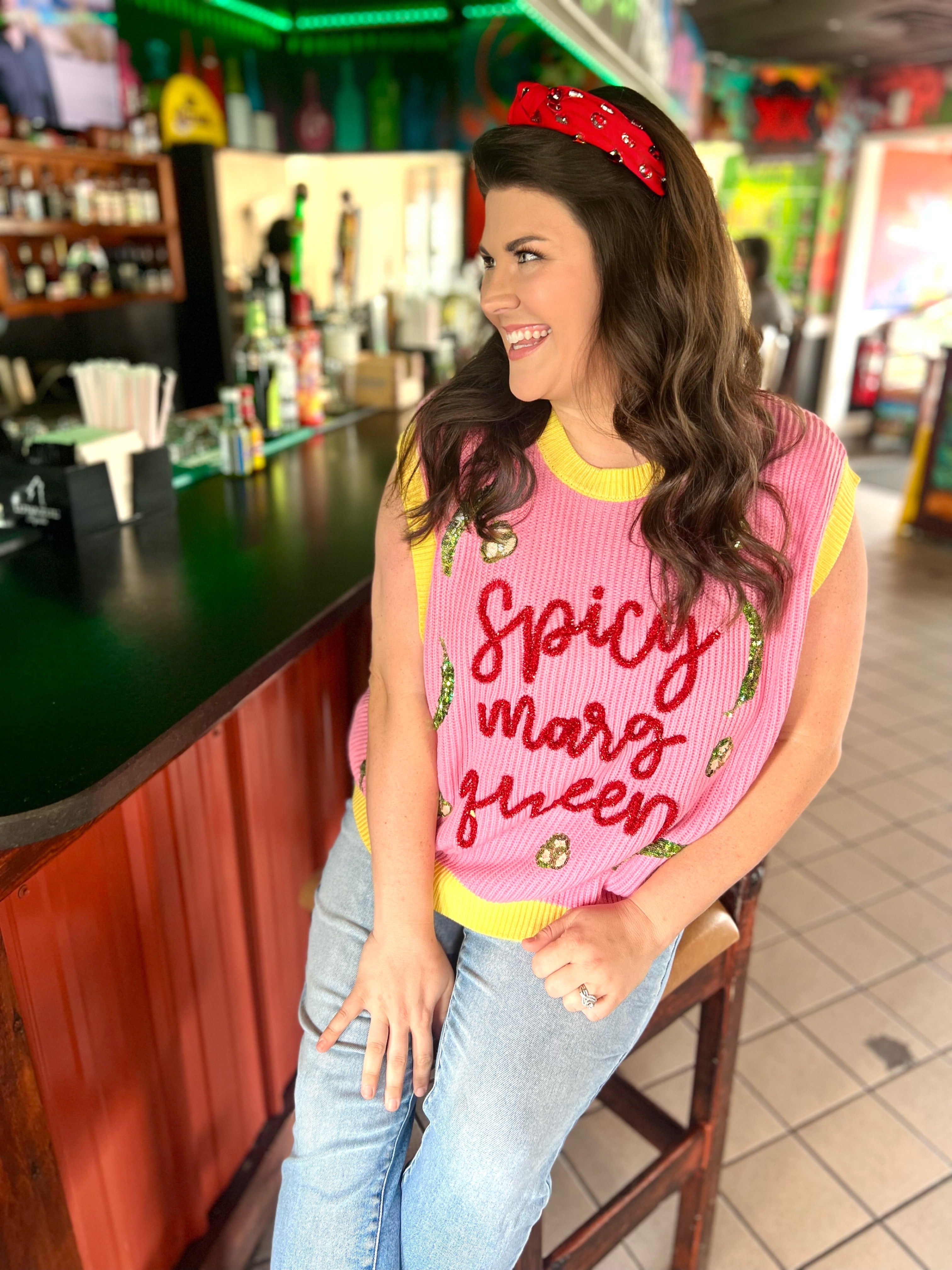 SALE Queen of Sparkles Spicy Marg Queen Sweater Vest