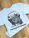 golf bucket with balls and bullets tee
