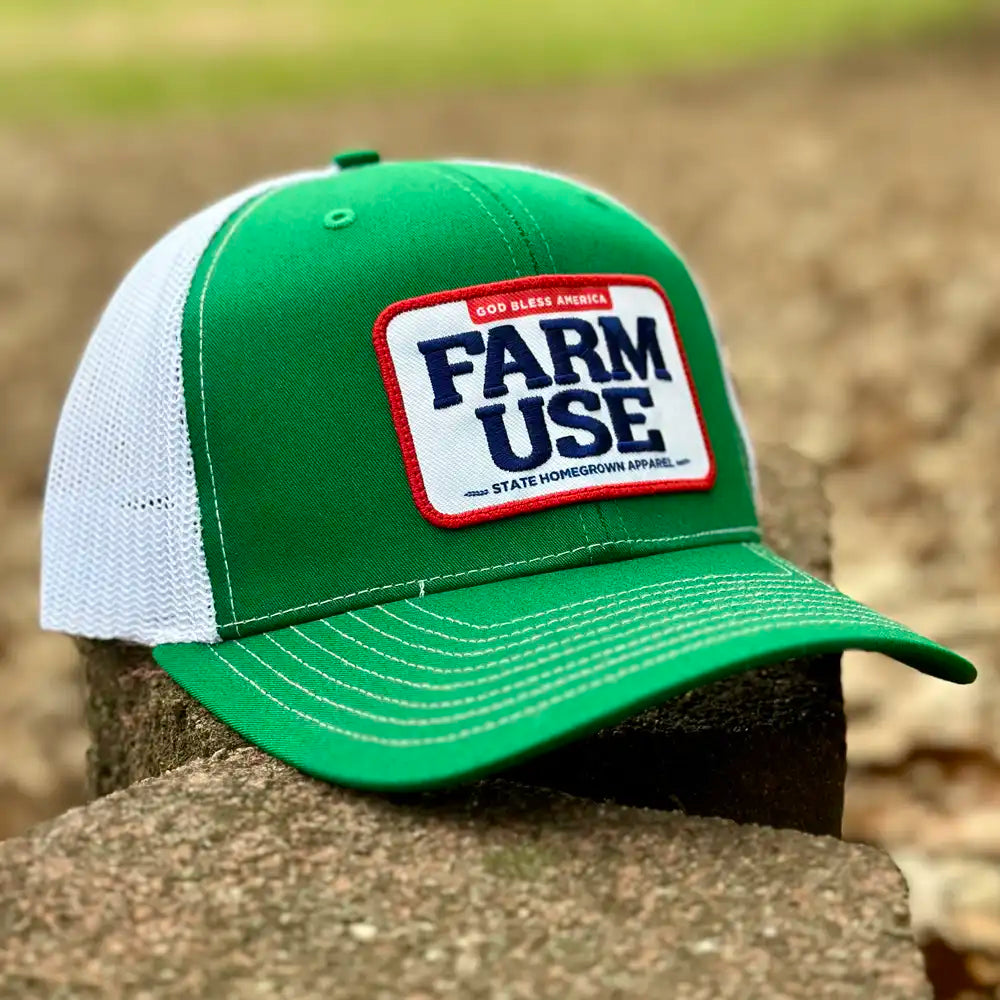 Farm Use White/Green Hat by State Homegrown