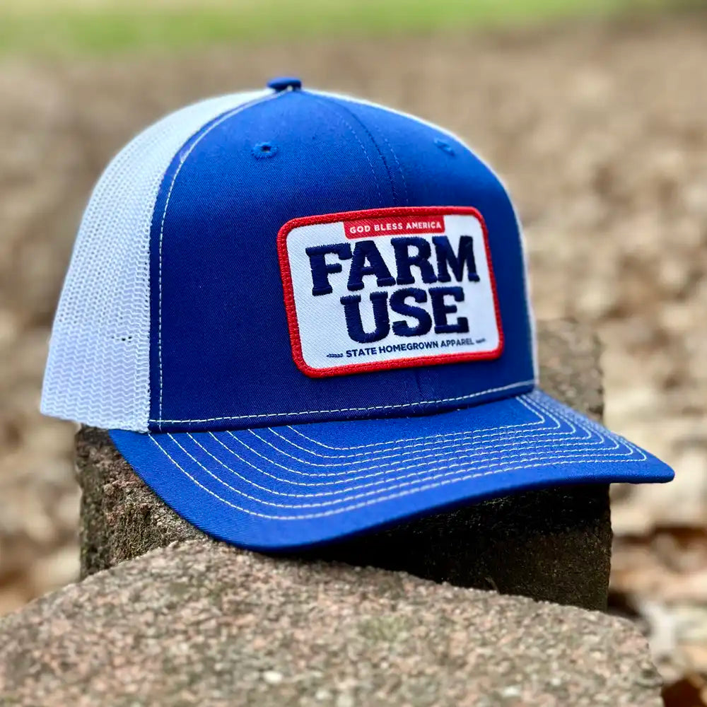 Farm Use White/Royal Blue Hat by State Homegrown