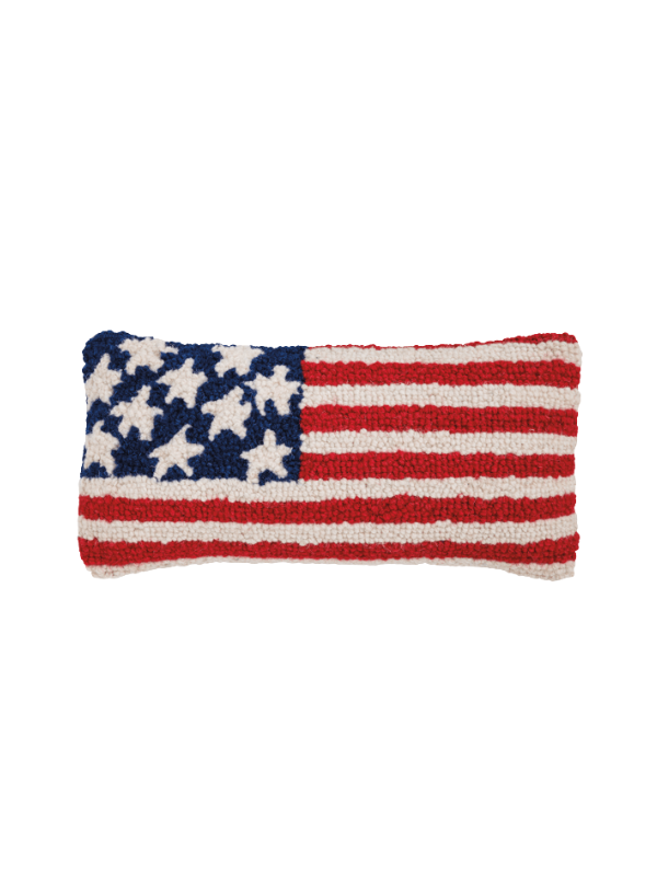 American flag patriotic wool throw hook mini pillow 