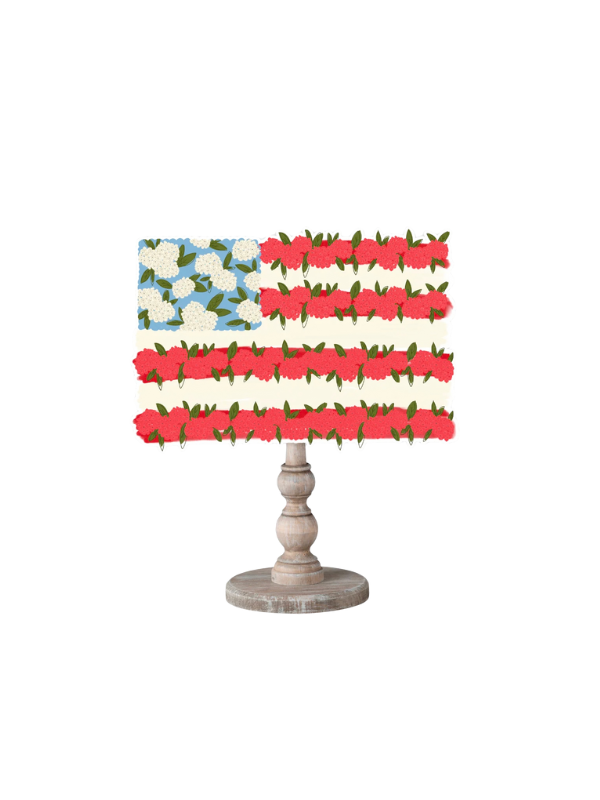 Floral American Flag Topper red white blue