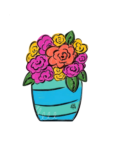 Colorful flower velcro attachment for DK Designs door hangers