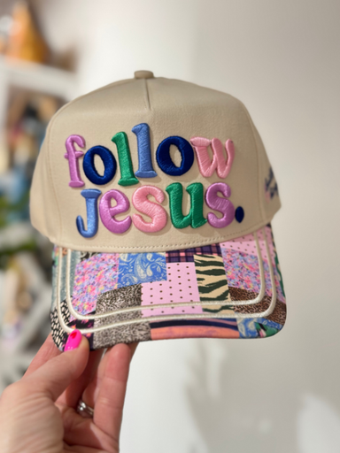 Follow Jesus Colorful Brim Hat purples