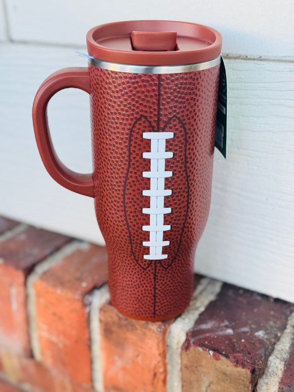 brown textured travel mug