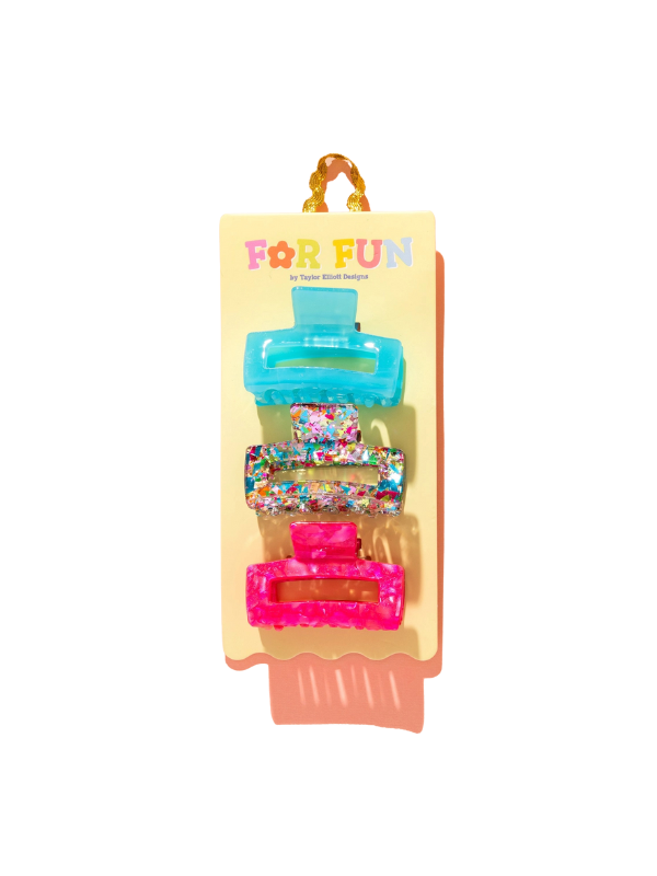 For Fun Confetti Claw Clip Trio
