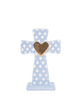 Blue ceramic cross with gold heart in the middle 