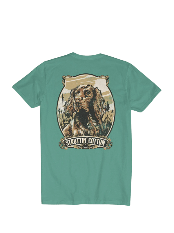boykin dog in a frame on a green tee