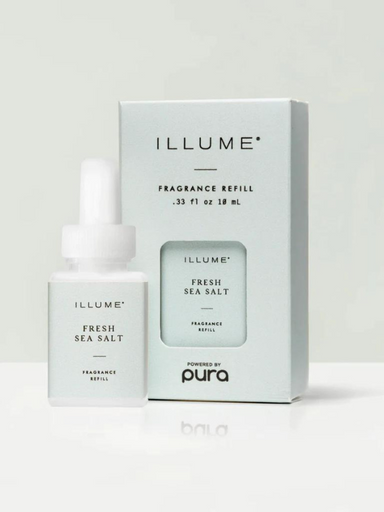 Pura scent with notes of fresh green apple accord, watery sea salt, jasmine, muguet, rose, sweet cream, musk, and woods