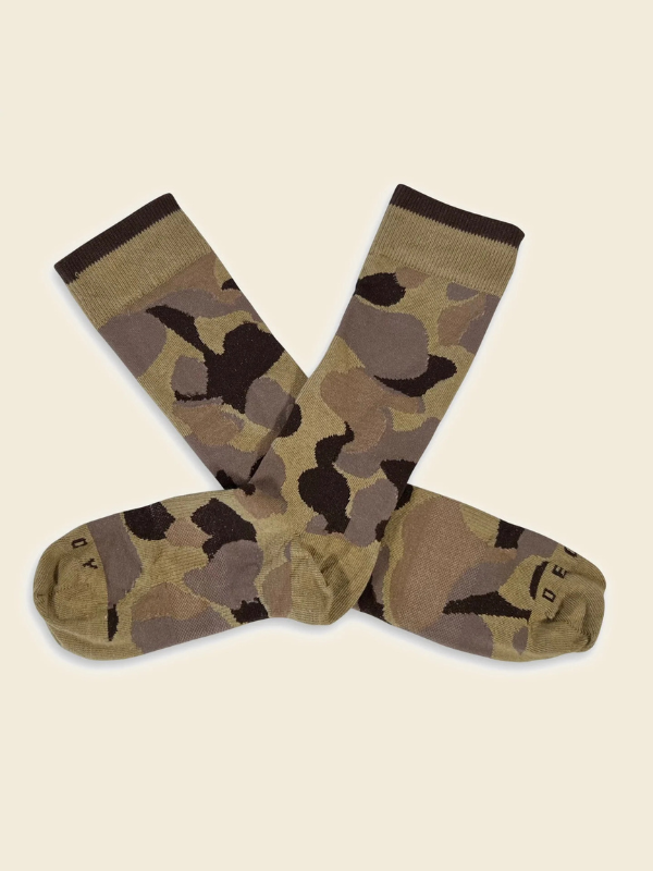 These midweight dress socks are knit in North Carolina from Carolina-grown cotton, with enough nylon and spandex to hold their shape through the day.
