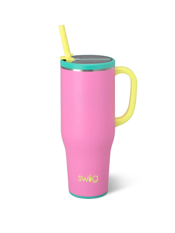 Fruit Punch 40oz Leakproof Mega Mug pink and yellow