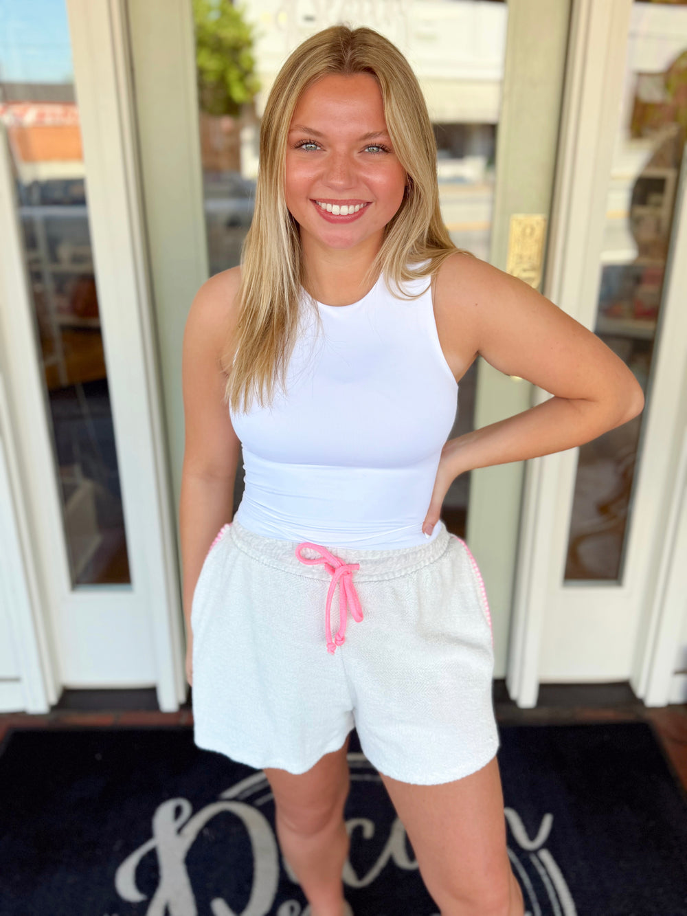 The Caroline Smooth Double Layer Top in White