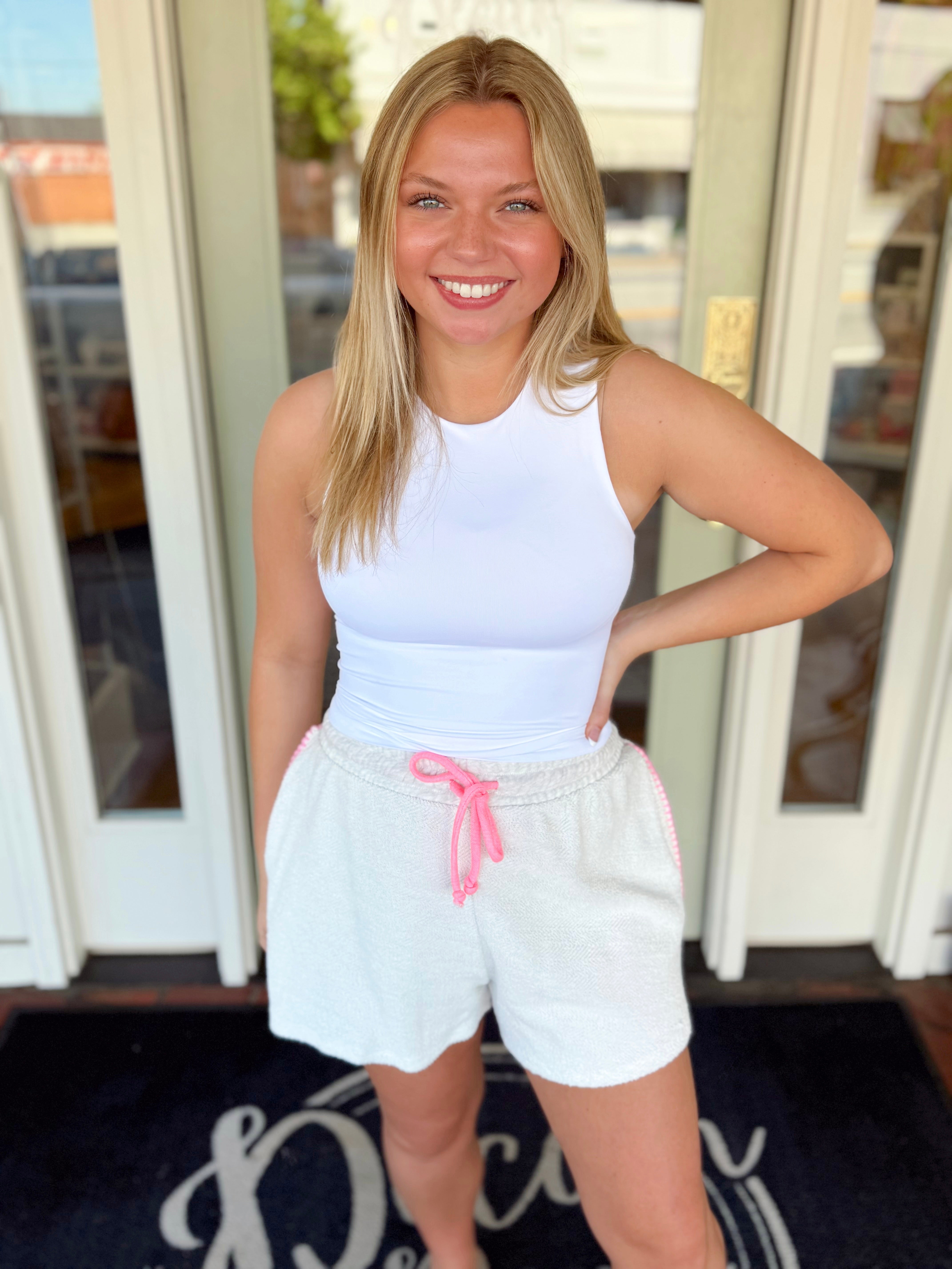 The Caroline Smooth Double Layer Top in White