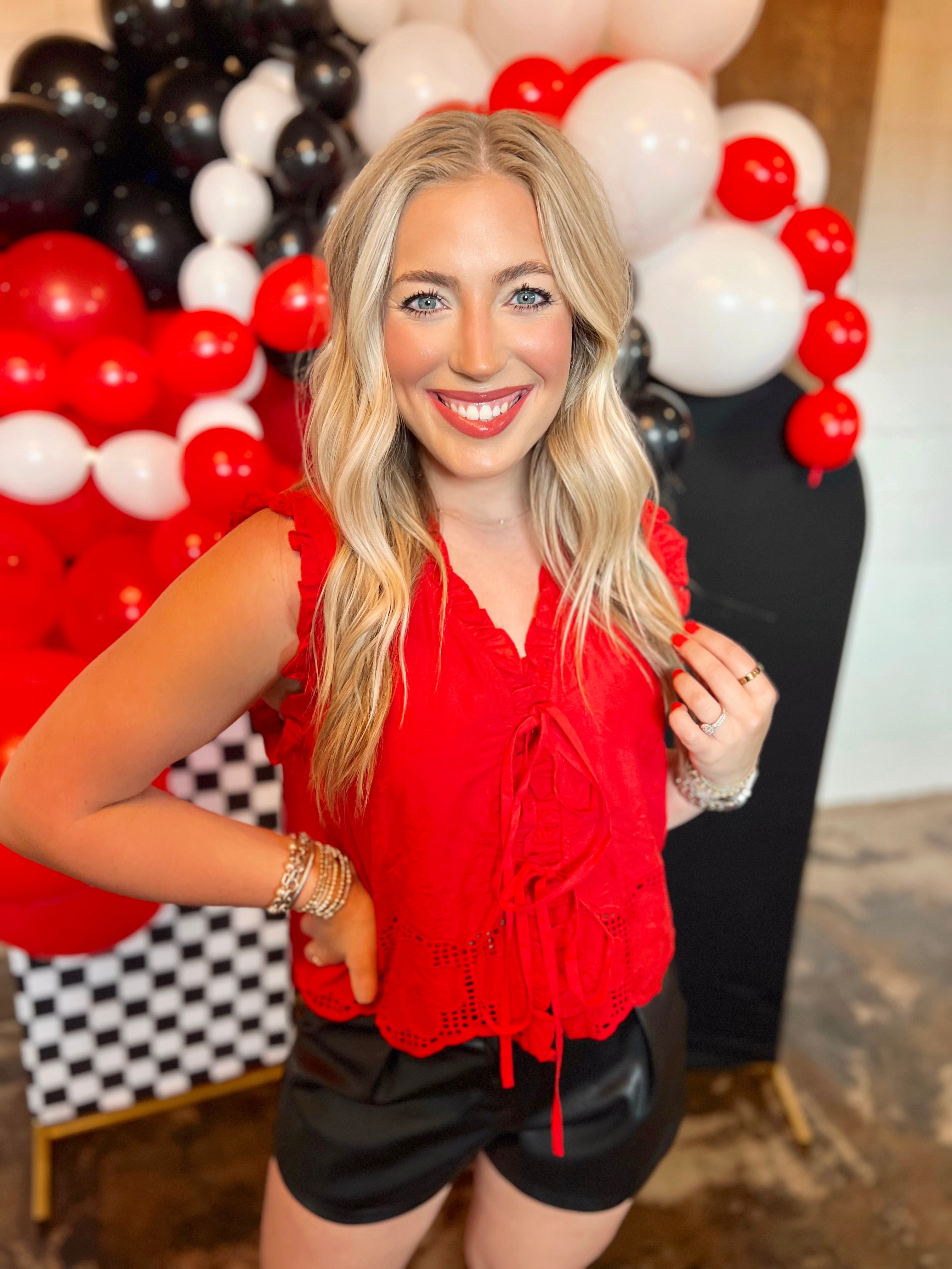 The Camden Ruffle Front Tie Top