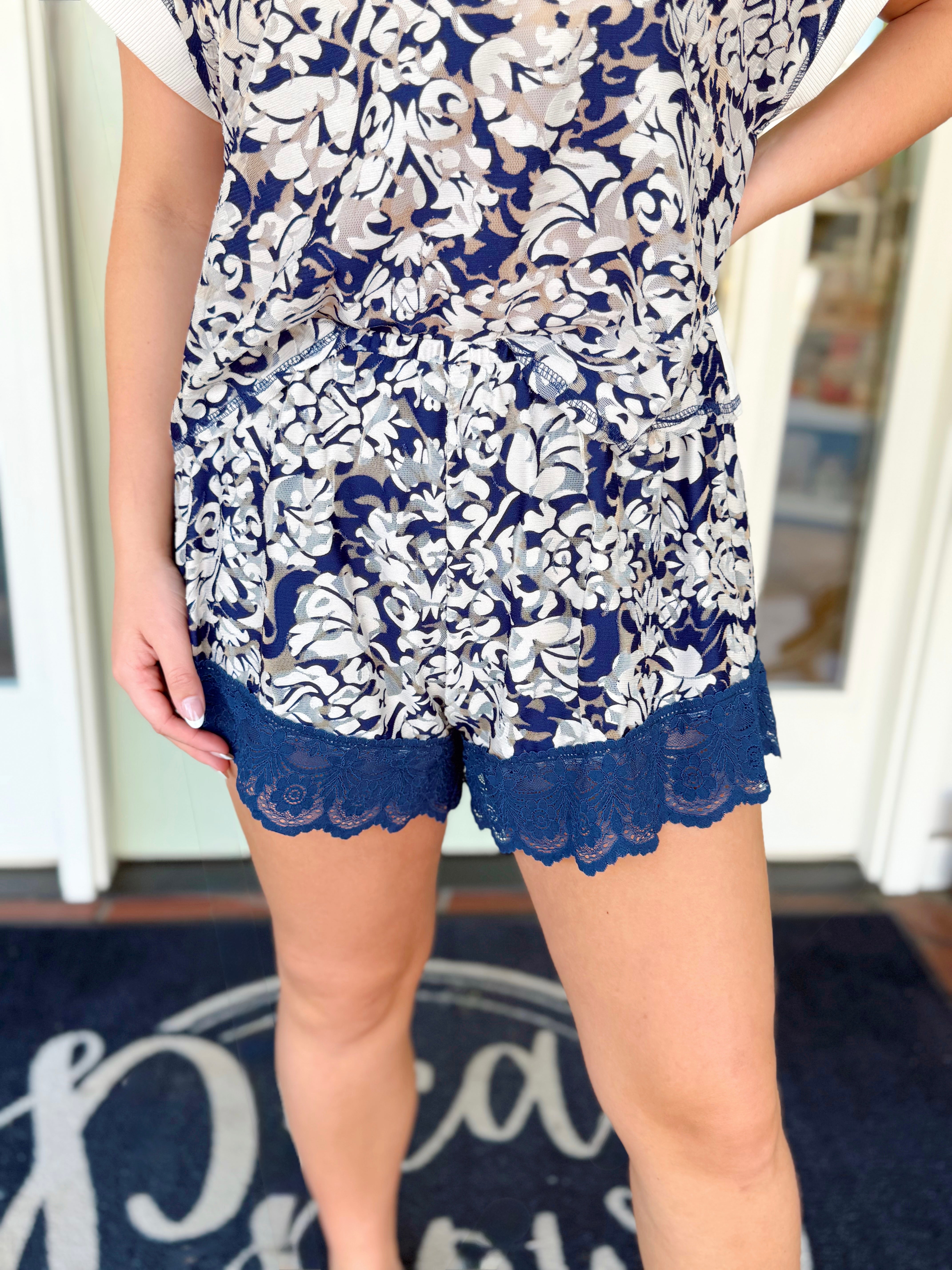 The Frannie Floral Lace Trimmed Shorts