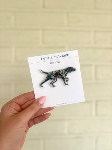 German shorthaired pointer bird dog hunting outdoors Pointing Acrylic Button