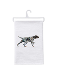 German shorthaired pointer bird dog pointing tea towel outdoors hunting decor watercolor