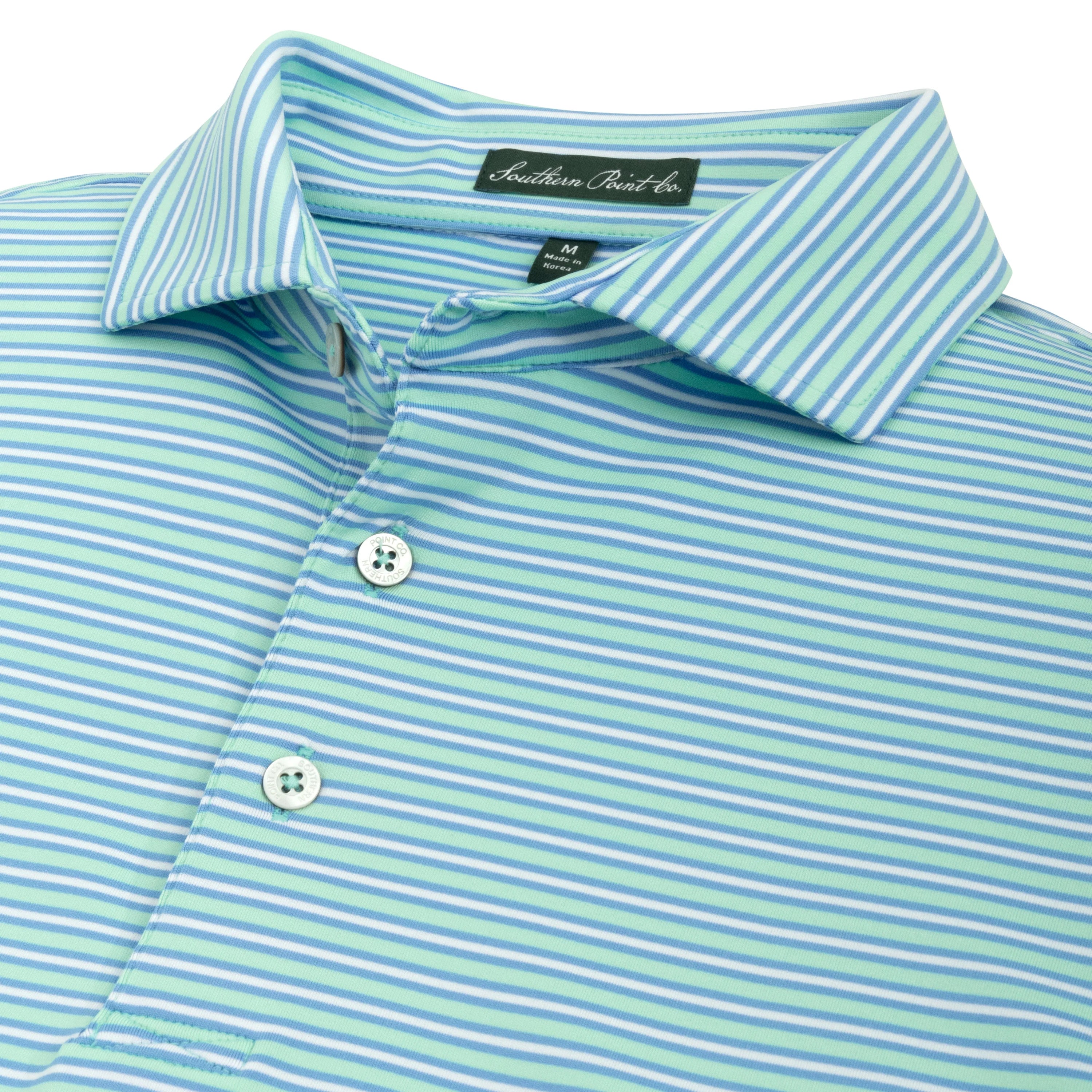 Gulf Stream Stripe Polo in Sea Green by Southern Point Co.