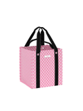 Pink and white patterned tote bag for travel with handles 