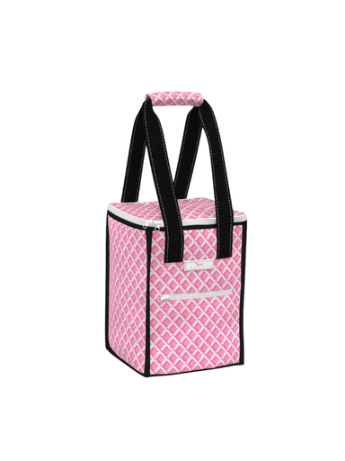 pink and white patterned insulated standing cooler tote rectangular 