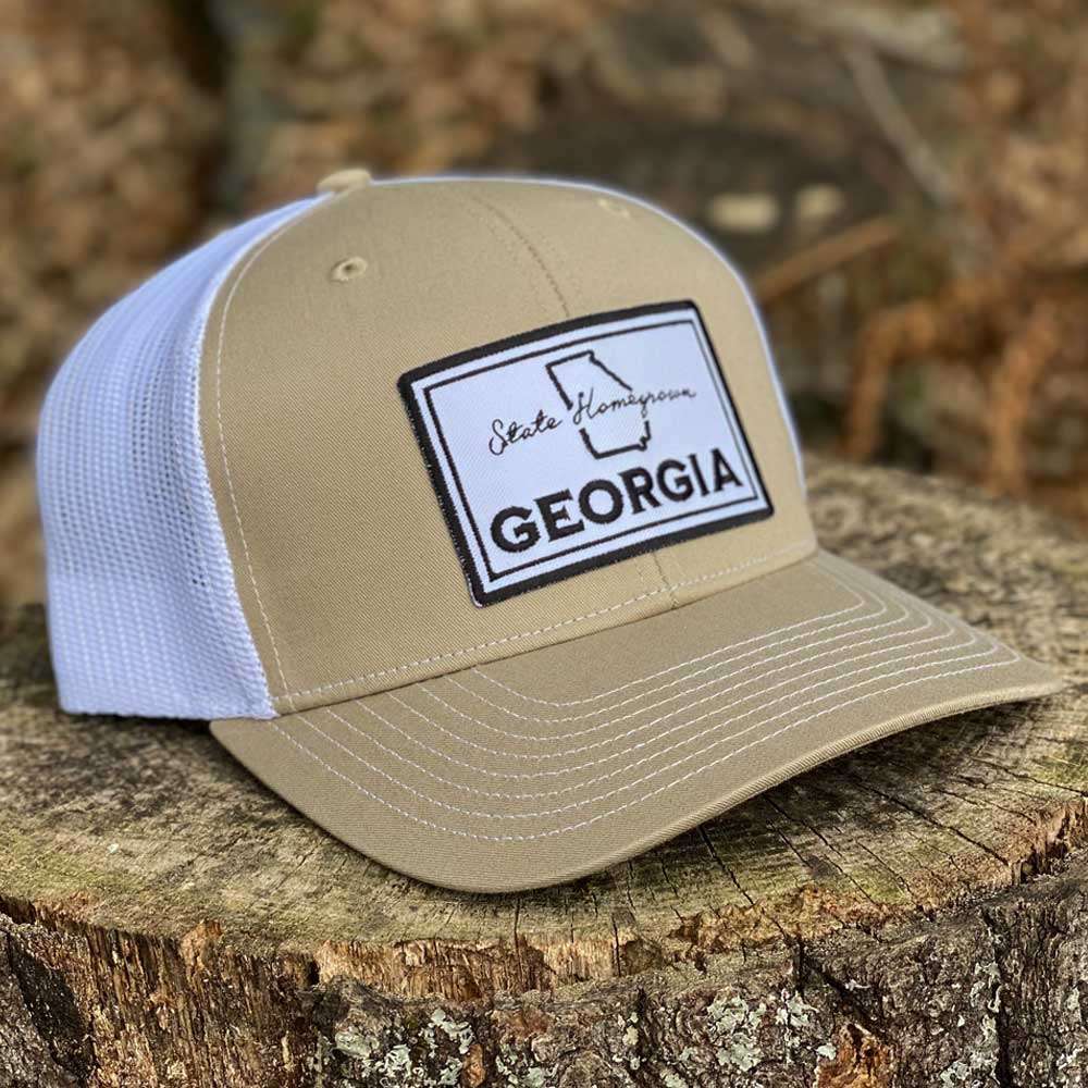 Georgia Roots Trucker Hat in Khaki/White by State Homegrown