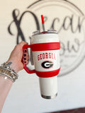Cream Georgia tumbler with a handle and straw 