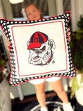 red and black Georgia Gingham Mascot Piped Pillow