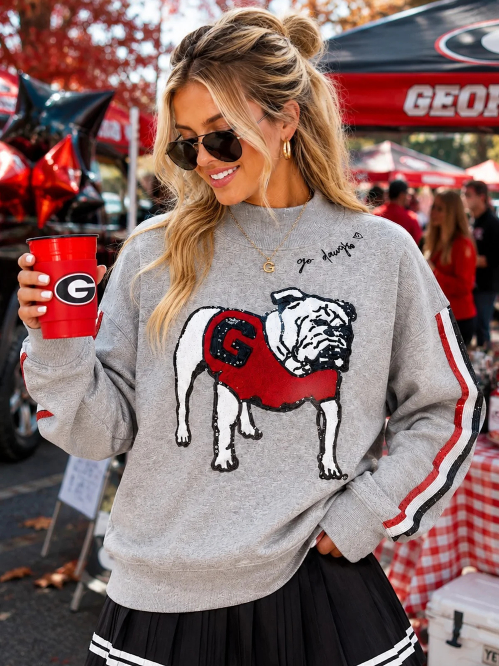 Bulldog Gray sweatshirt mock neck