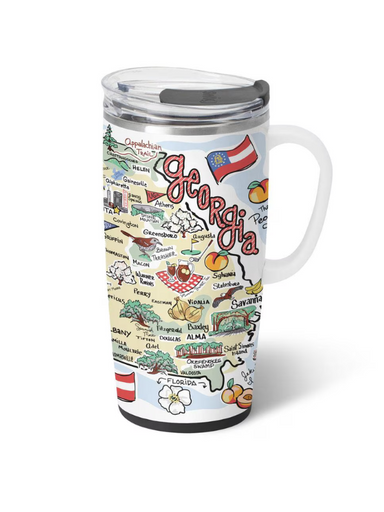 Georgia Travel Mug 22oz By Swig state of GA map