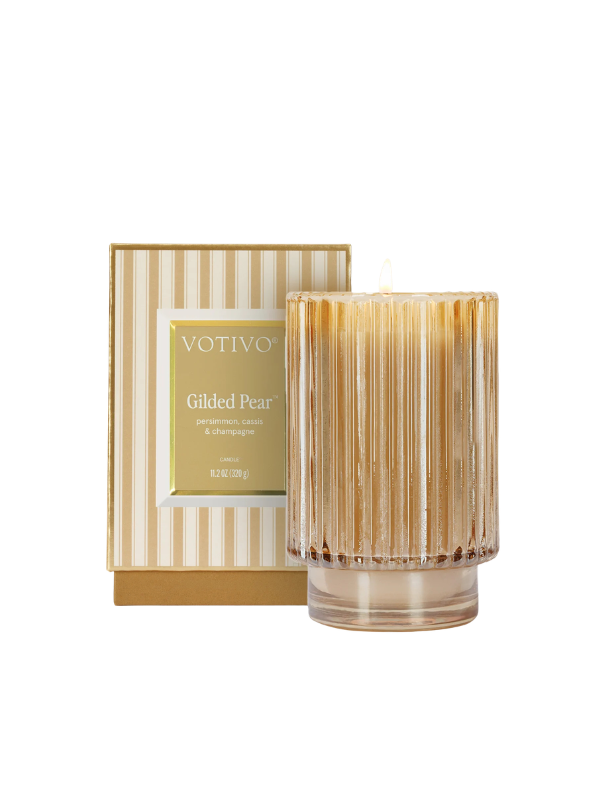 Gold Gilded Pear Holiday Candle