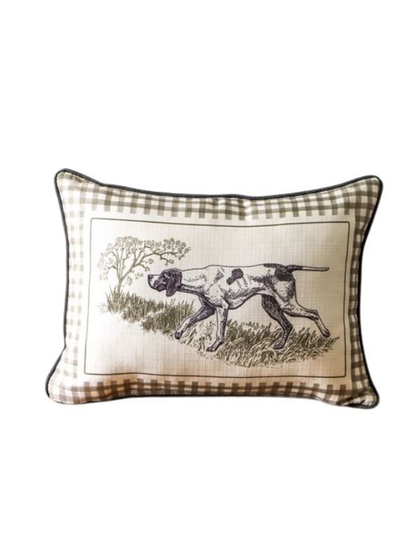 Gingham Hunting Dog Lumbar Pillow rustic chic southern decor house