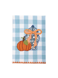blue xGingham Pumpkin Applique Topiary Towel By Mudpie