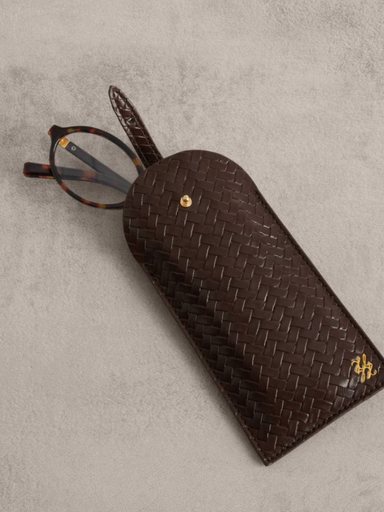 Woven Glasses Sleeve in Chocolate By Katie Loxton