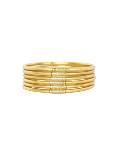 Gold Shimmer-Aura Lumine All Weather Bangles® (Set of 6)-Large