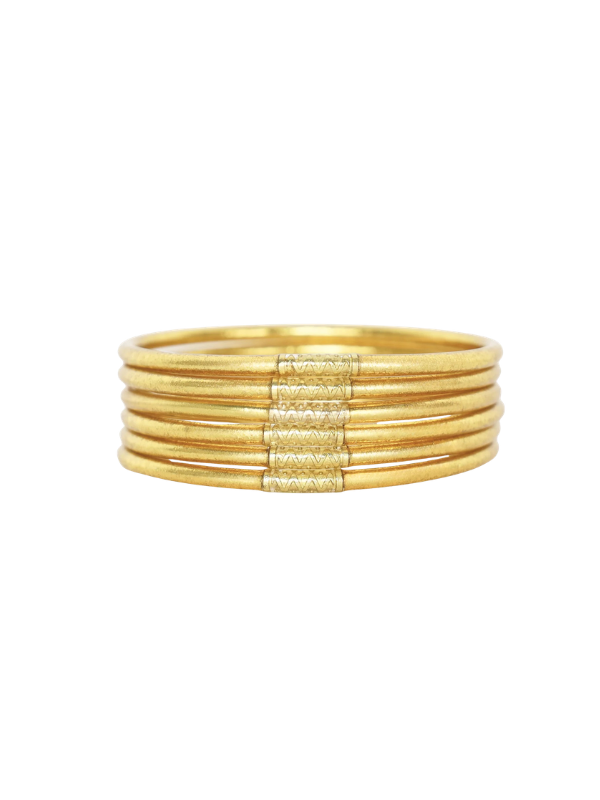 Gold Shimmer-Aura Lumine All Weather Bangles® (Set of 6)-Large