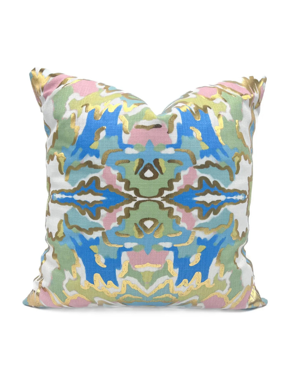 Decorative pillow with a multicolored abstract pattern 