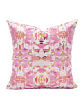 Decorative pillow with pink and gold pattern